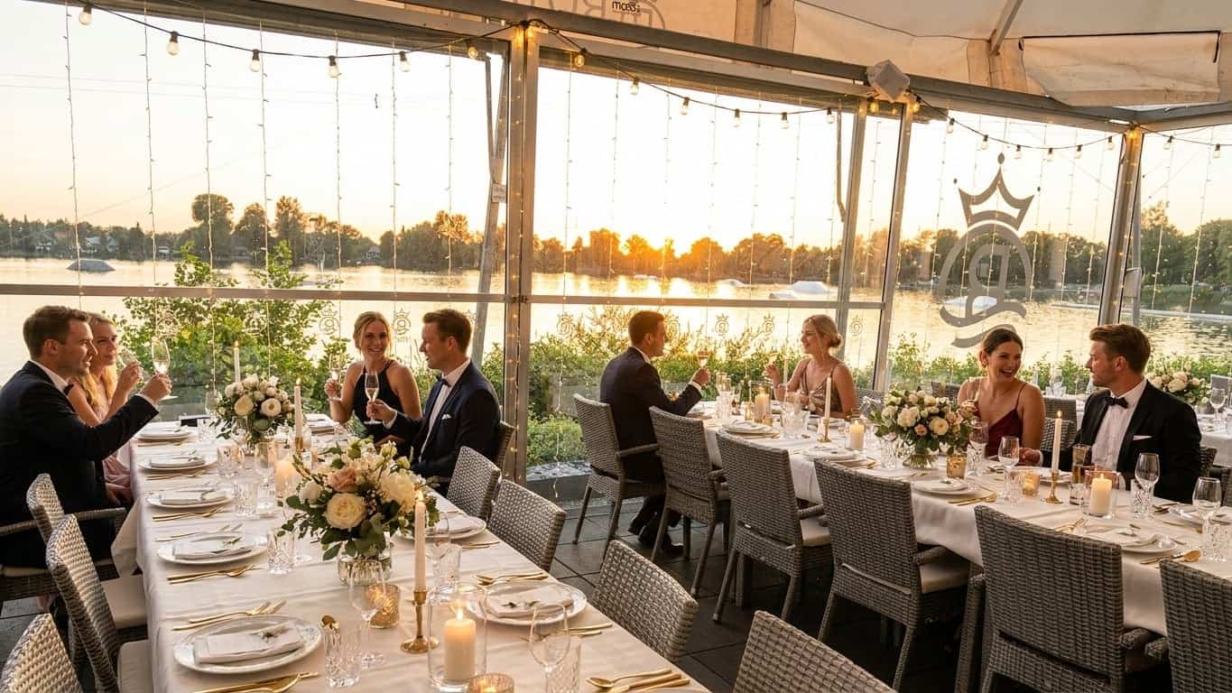 Der Friedberger Baggersee bei Augsburg mit klarem Wasser und grüner Ufervegetation